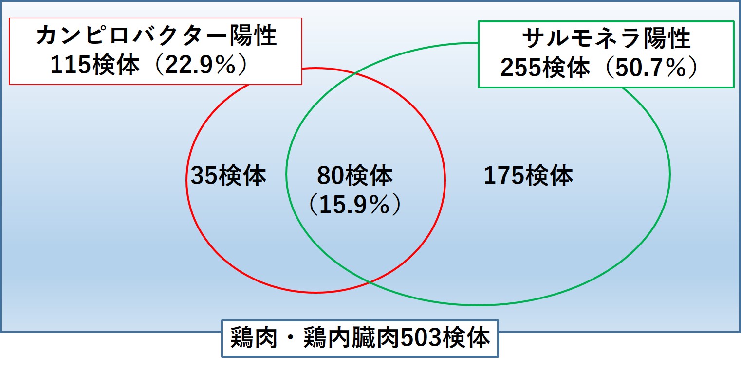 図_鶏肉におけるカンピロバクターとサルモネラの汚染状況