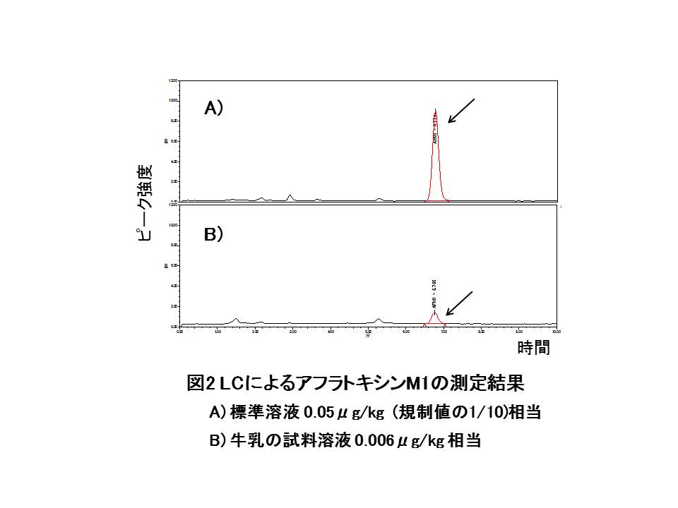 図２　ＬＣによるアフラトキシンＭ１の測定結果