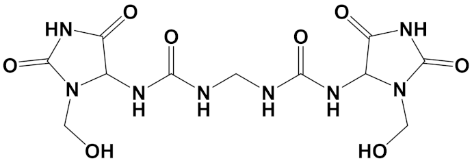 図1.化粧品基準での名称を元にしたイミダゾリジニルウレアの構造式